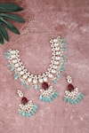 Shop_Auraa Trends_Red Stones Embellished Necklace Set _at_Aza_Fashions