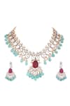 Auraa Trends_Red Stones Embellished Necklace Set _Online_at_Aza_Fashions