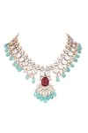 Buy_Auraa Trends_Red Stones Embellished Necklace Set 