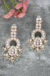 Shop_Auraa Trends_Red Stones Kundan Embellished Earrings _at_Aza_Fashions