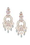Auraa Trends_Red Stones Kundan Embellished Earrings _Online_at_Aza_Fashions