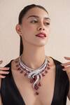 Buy_Opalina Soulful Jewellery_Silver Plated Swarovski Stone Studded Long Necklace _at_Aza_Fashions