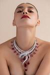 Buy_Opalina Soulful Jewellery_Silver Plated Swarovski Stone Studded Long Necklace _Online_at_Aza_Fashions