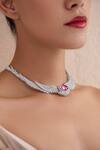 Opalina Soulful Jewellery_Silver Plated Stone Studded Angel Wings Necklace _Online