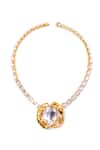 Shop_Opalina Soulful Jewellery_Gold Plated 22k Stone Studded Necklace _at_Aza_Fashions