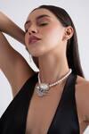 Opalina Soulful Jewellery_White Mother Of Pearl Studded Pendant Necklace _at_Aza_Fashions