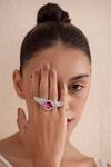 Shop_Opalina Soulful Jewellery_Silver Plated Swarovski Stone Embellished Angel Wings Ring _Online_at_Aza_Fashions