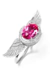 Opalina Soulful Jewellery_Silver Plated Swarovski Stone Embellished Angel Wings Ring _at_Aza_Fashions