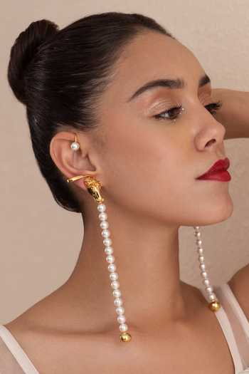Buy_Opalina Soulful Jewellery_White Stones, Beads Swarovski Pearl Embellished Cuffs _at_Aza_Fashions