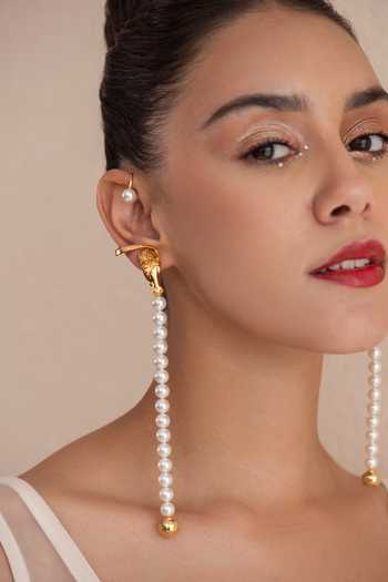 Buy_Opalina Soulful Jewellery_White Stones, Beads Swarovski Pearl Embellished Cuffs _Online_at_Aza_Fashions