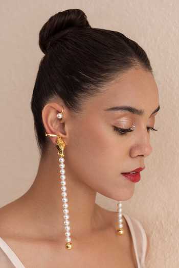 Shop_Opalina Soulful Jewellery_White Stones, Beads Swarovski Pearl Embellished Cuffs _Online_at_Aza_Fashions