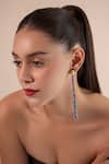 Opalina Soulful Jewellery_Blue Carved Work And Swarovski Stone Embellished Long Dangler Earrings_Online_at_Aza_Fashions