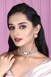 Buy_Auraa Trends_Multi Color Stones, Diamonds Kundan Embellished Choker Set _at_Aza_Fashions