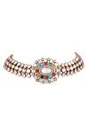 Buy_Auraa Trends_Multi Color Stones, Diamonds Kundan Embellished Choker Set 