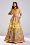 Buy_Diyarajvvir_Yellow Silk Mirrors, Beads, Sequins Geometric Print Embellished Lehenga Set _at_Aza_Fashions