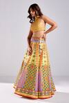Diyarajvvir_Yellow Silk Mirrors, Beads, Sequins Geometric Print Embellished Lehenga Set _Online_at_Aza_Fashions