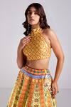 Buy_Diyarajvvir_Yellow Silk Mirrors, Beads, Sequins Geometric Print Embellished Lehenga Set _Online_at_Aza_Fashions