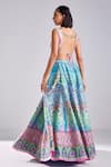 Shop_DiyaRajvvir_Blue Silk Beads Sweetheart Neck Mughal Floral Print Embellished Lehenga Set _at_Aza_Fashions