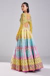 Shop_Diyarajvvir_Yellow Silk, Satin, Tulle Beads, Sequins Mughal Print Embellished Lehenga Set _at_Aza_Fashions