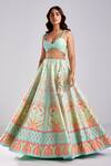 Buy Diyarajvvir Green Silk, Modal Beads, Sequins Floral Print Embellished Lehenga Set at Aza Fashions Buy_Diyarajvvir_Green Silk, Modal Beads, Sequins Floral Print Embellished Lehenga Set _at_Aza_Fashions