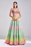 Buy_Diyarajvvir_Multi Color , Silk, Satin Beads, Floral Jaal Print Lehenga Set _at_Aza_Fashions