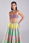 Diyarajvvir_Multi Color , Silk, Satin Beads, Floral Jaal Print Lehenga Set _Online_at_Aza_Fashions