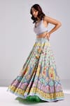 Buy_Diyarajvvir_Blue Tulle, Silk Beads, Sequins Lotus Blossom Print Embellished Lehenga Set _Online_at_Aza_Fashions