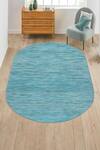 Buy_Kaleen India_Blue 50% Wool And 50% Viscose Hand Woven Oval Shaped Rug_at_Aza_Fashions