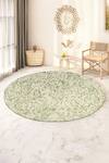 Buy_Kaleen India_Green 100% Wool Hand Tufted Geometric Pattern Round Rug_at_Aza_Fashions