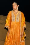Punit Balana_Yellow Organza, Silk Sequins, Kasundi Shauhar Bandhani Print Anarkali Set _Online_at_Aza_Fashions