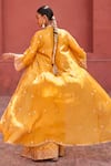 Shop_PUNIT BALANA_Yellow Silk Embroidery Marodi Cape Open Rani Sa Sharara Set  _at_Aza_Fashions