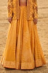 PUNIT BALANA_Yellow Chanderi Silk Printed Bandhani Jacket Bikaner And Embroidered Skirt Set _Online_at_Aza_Fashions