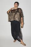 Kritika Murarka_Black Organza Tissue Woven Stripe Round Kaftan Top  _Online_at_Aza_Fashions