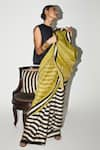 Buy_Kritika Murarka_Yellow Crushed Tissue Organza Woven Stripe And Saree _Online_at_Aza_Fashions