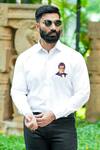 Avalipt_White Cotton Blend Amitabh Bachchan Hand Paint Shirt_Online_at_Aza_Fashions