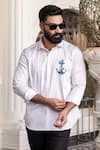 Avalipt_White Cotton Blend Anchor Hand Paint Anvil Coral Shirt _Online_at_Aza_Fashions