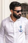 Buy_Avalipt_White Cotton Blend Anchor Hand Paint Anvil Coral Shirt _Online_at_Aza_Fashions