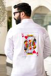 Shop_Avalipt_White Cotton Blend Badshah Hand Paint King Of Hearts Shirt_at_Aza_Fashions