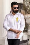 Shop_Avalipt_White Cotton Blend Ms Dhoni Hand Paint Shirt _at_Aza_Fashions