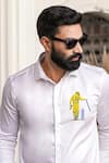 Avalipt_White Cotton Blend Ms Dhoni Hand Paint Shirt _Online_at_Aza_Fashions