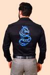 Shop_Avalipt_Black Cotton Blend Lit Dragon Hand Paint Shirt_at_Aza_Fashions