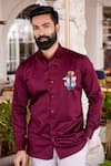 Buy_Avalipt_Maroon Cotton Blend Anchor Of Hope Hand Paint Shirt _at_Aza_Fashions