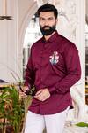 Avalipt_Maroon Cotton Blend Anchor Of Hope Hand Paint Shirt _Online_at_Aza_Fashions