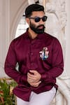 Shop_Avalipt_Maroon Cotton Blend Anchor Of Hope Hand Paint Shirt _Online_at_Aza_Fashions