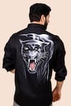Avalipt_Black Cotton Blend Jaguar Hand Paint Fierce Shirt_Online_at_Aza_Fashions