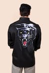 Shop_Avalipt_Black Cotton Blend Jaguar Hand Paint Fierce Shirt_at_Aza_Fashions