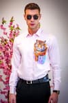 Shop_Avalipt_Peach Cotton Blend Hand Painted Prowling Tiger Motif Shirt _at_Aza_Fashions