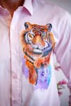 Buy_Avalipt_Peach Cotton Blend Hand Painted Prowling Tiger Motif Shirt _Online_at_Aza_Fashions