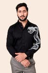 Buy_Avalipt_Black Cotton Blend Hand Painted Serpent Shirt  _at_Aza_Fashions