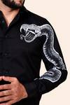 Avalipt_Black Cotton Blend Hand Painted Serpent Shirt _Online_at_Aza_Fashions